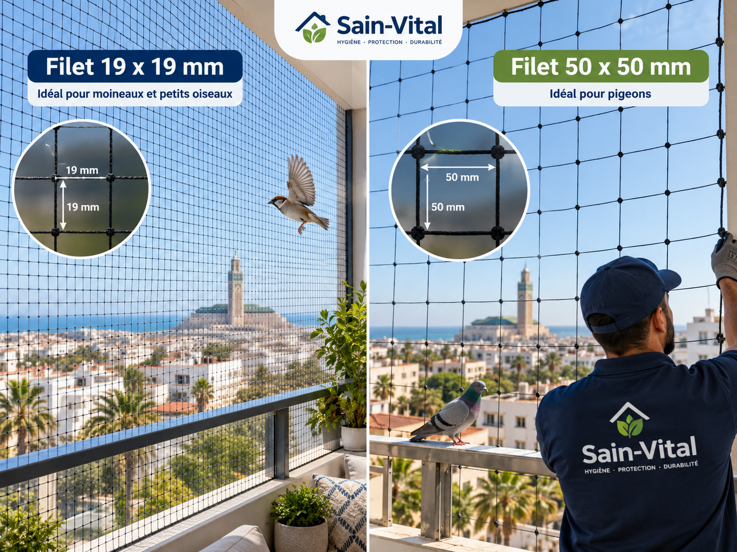 Filet anti-pigeons et anti-moineaux Sain Vital