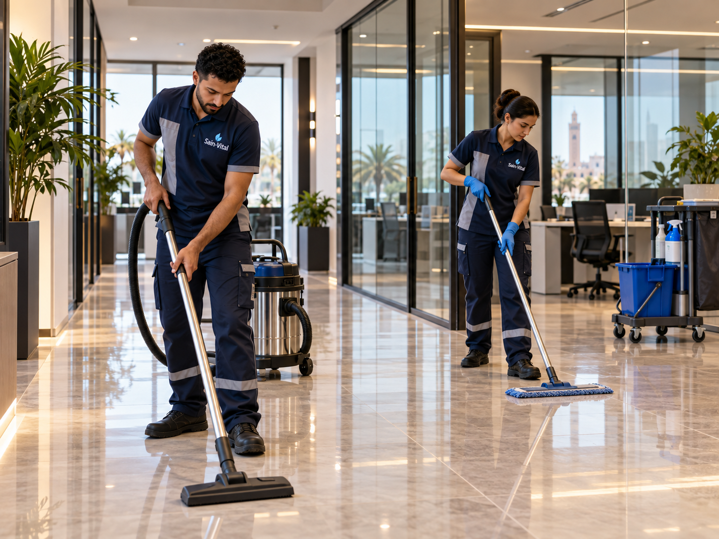 Aspiration et lavage des sols de bureaux Sain Vital